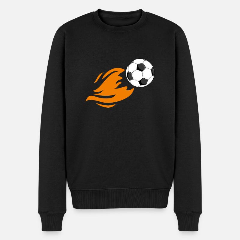 Flammender Fußball - Männer Premium Bio Pullover - Schwarz