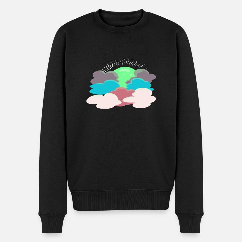 Sonne hinter den Wolken - Männer Premium Bio Pullover - Schwarz