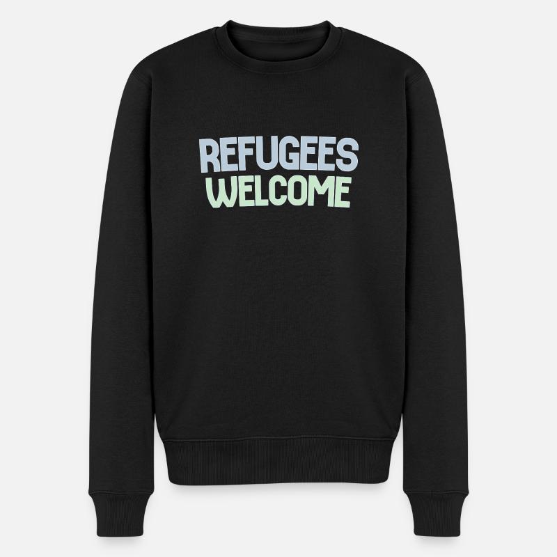 Les réfugiés accueillent rétro - Pull Premium bio Homme - noir
