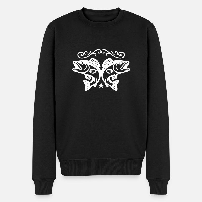 Fische Symbol - Männer Premium Bio Pullover - Schwarz