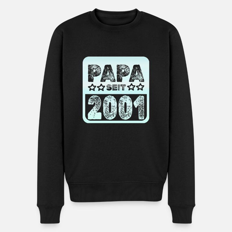 Papa seit 2001 - Männer Premium Bio Pullover - Schwarz
