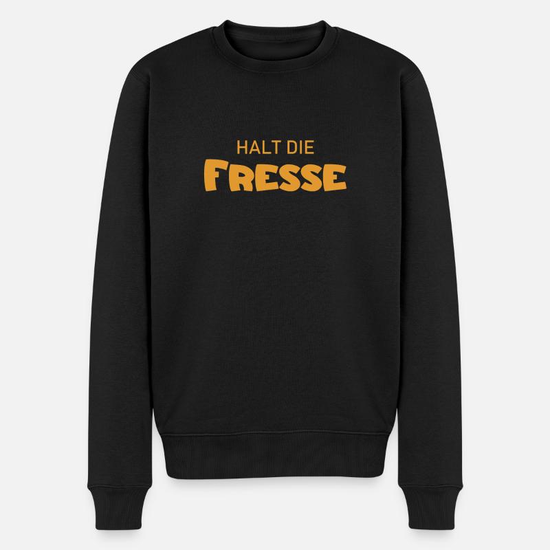 Halt die Fresse - Cooler Spruch - Schweigen - Männer Premium Bio Pullover - Schwarz