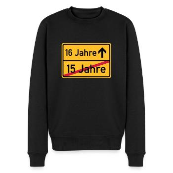 ortsschild_15__jahre__f3 - Männer Premium Bio Pullover - Schwarz - Vorne - Nico (187cm)