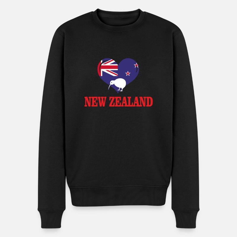 New Zealand - Männer Premium Bio Pullover - Schwarz