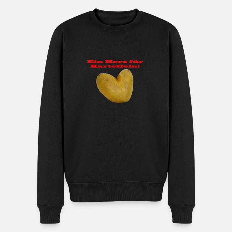 Kartoffelherz3 - Männer Premium Bio Pullover - Schwarz