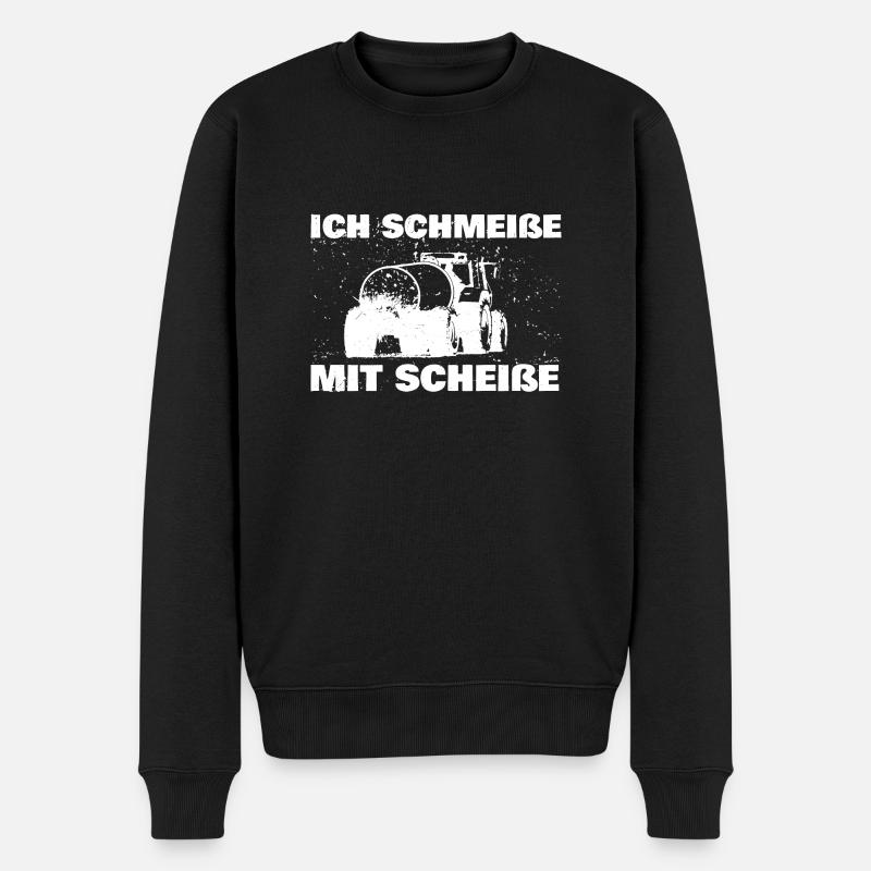 ich schmeisse mit scheisse - Männer Premium Bio Pullover - Schwarz