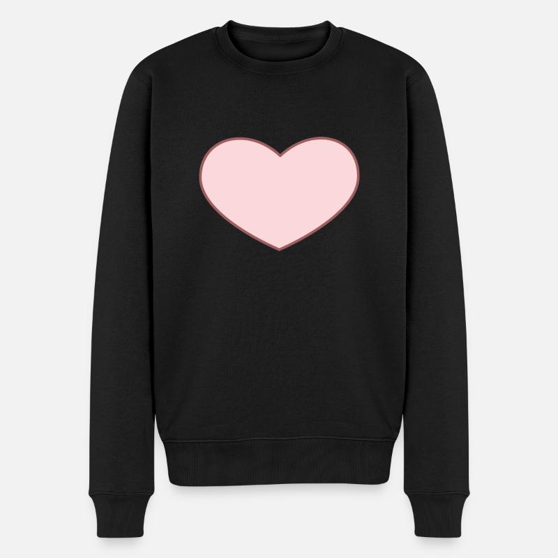Herz Rosa - Männer Premium Bio Pullover - Schwarz