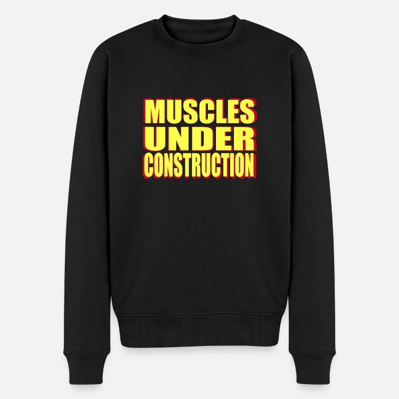 muscles under construction - Männer Premium Bio Pullover - Schwarz