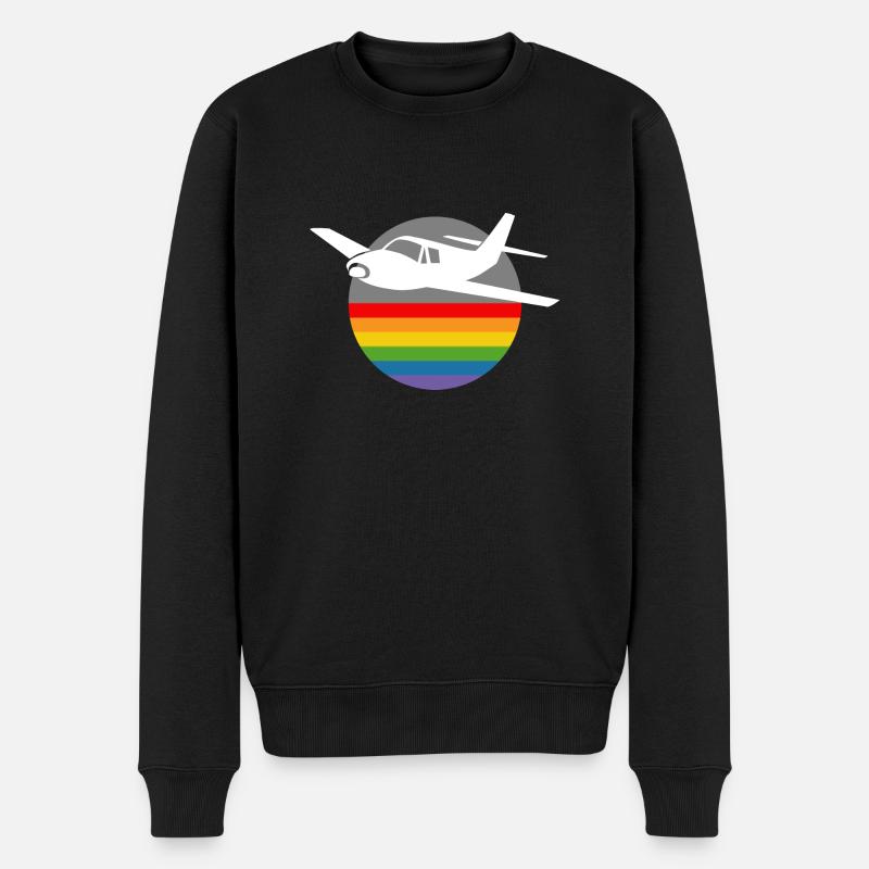 Rainbow Airplane blanc - Pull Premium bio Homme - noir