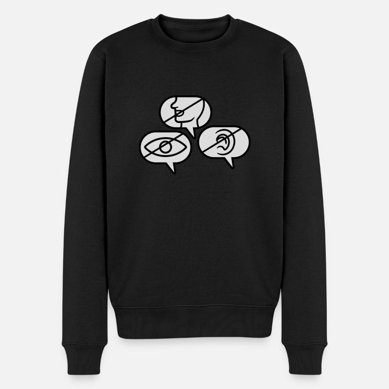 Ne voyez pas Speak Hear - Pull Premium bio Homme - noir