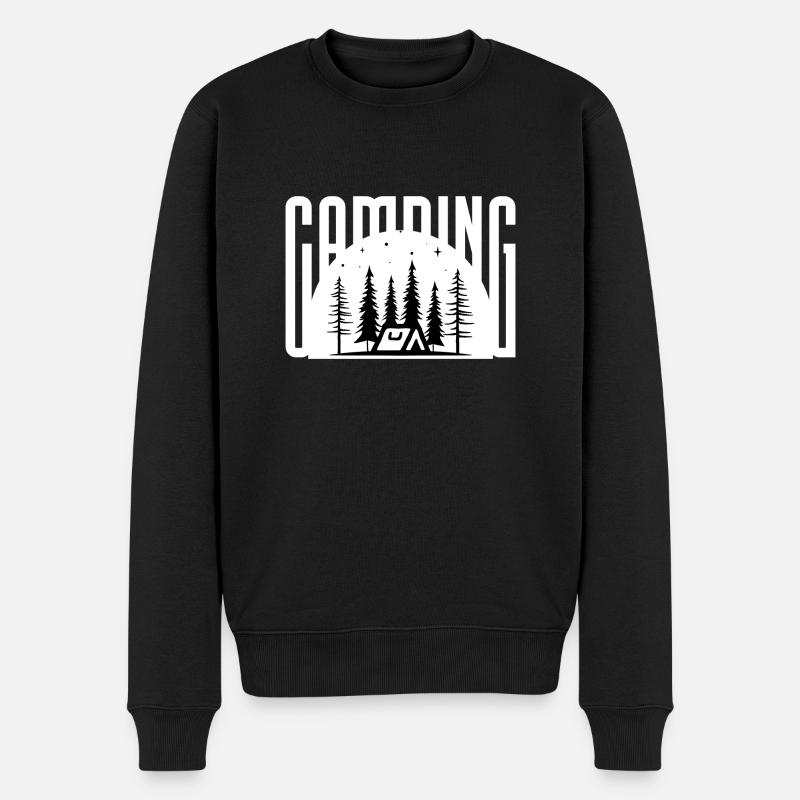 Camping Zelt Nacht Wald - Männer Premium Bio Pullover - Schwarz