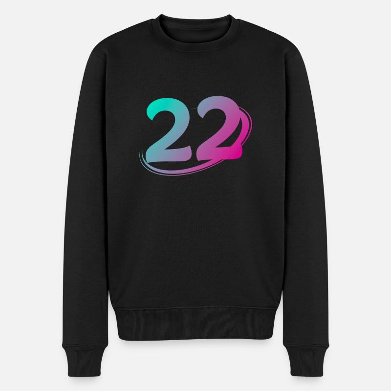 Nummer 22 mehrfarbig - Männer Premium Bio Pullover - Schwarz