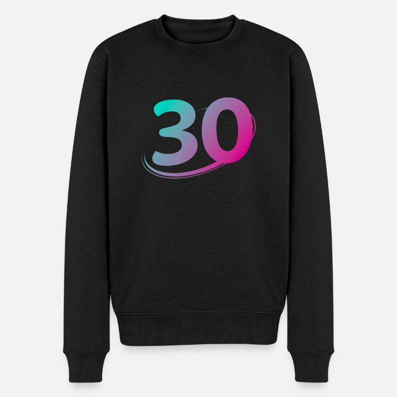 Nummer 30 mehrfarbig - Männer Premium Bio Pullover - Schwarz