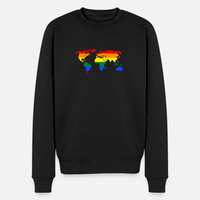 carte du monde arc-en-ciel - Pull Premium bio Homme - noir