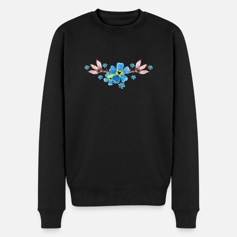 Blumen - Männer Premium Bio Pullover - Schwarz