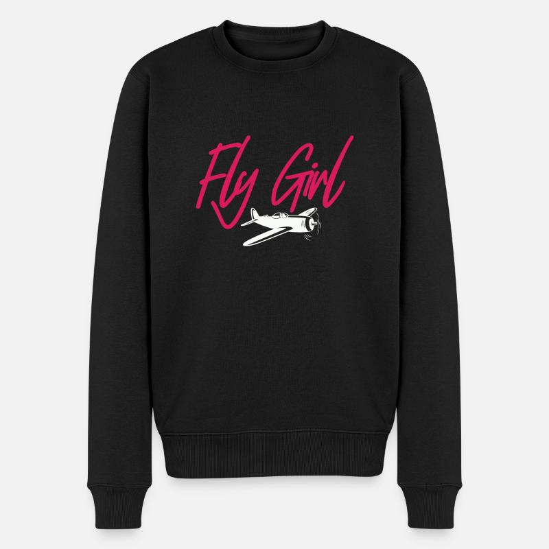 Fly Girl Aviation Pilot - Männer Premium Bio Pullover - Schwarz