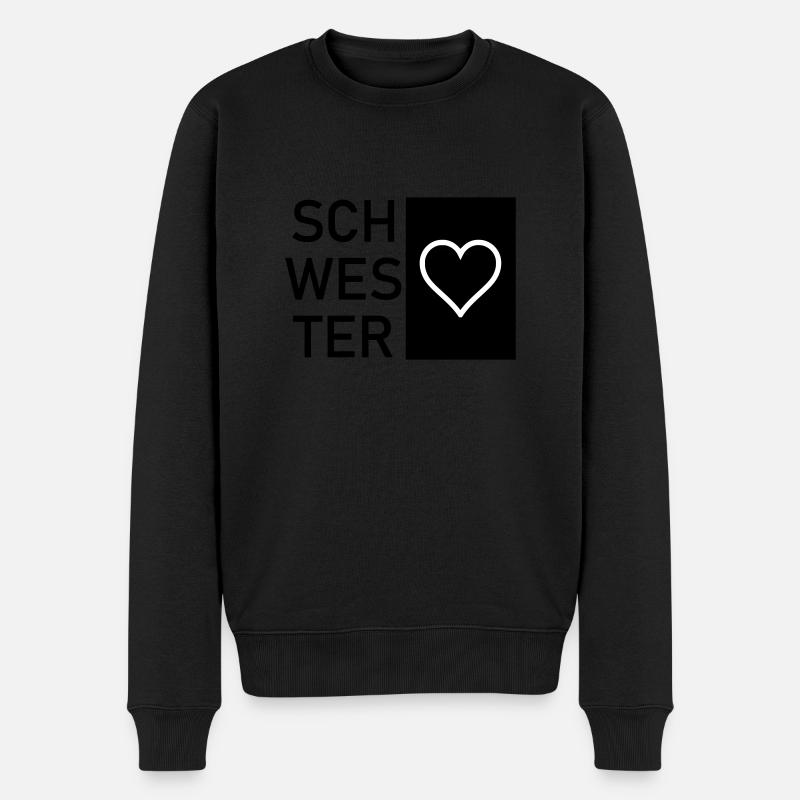 Schwesterherz - Männer Premium Bio Pullover - Schwarz
