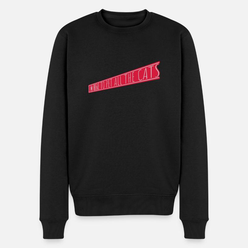 Pet All The Cats - Männer Premium Bio Pullover - Schwarz