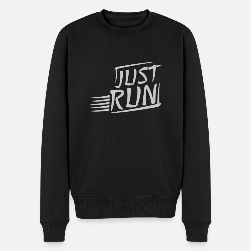 Motto Just Run Design - Männer Premium Bio Pullover - Schwarz