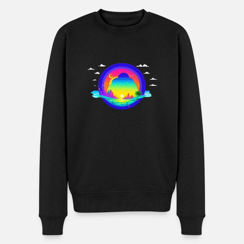Strand bei Sonnenuntergang - Männer Premium Bio Pullover - Schwarz