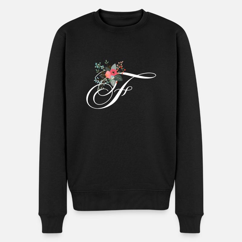 Lettre f fleuris - Pull Premium bio Homme - noir