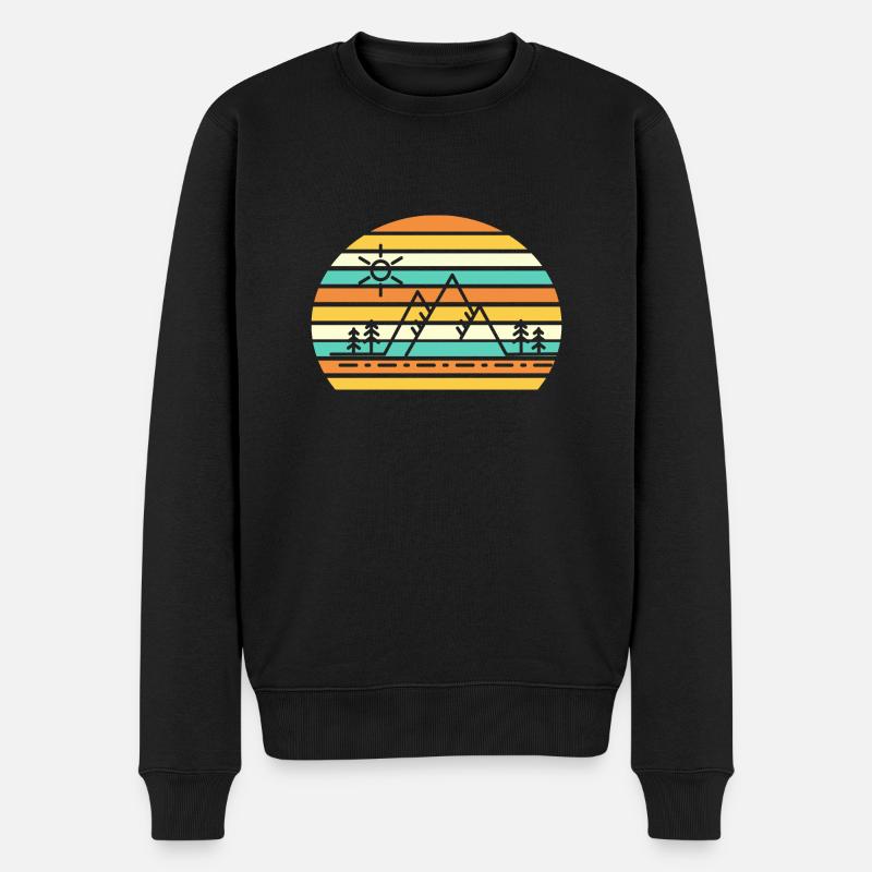 Berge Berg Retro - Männer Premium Bio Pullover - Schwarz