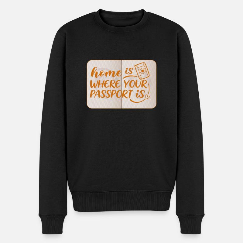 Reisen-Spruch-Zu Hause ist... - Männer Premium Bio Pullover - Schwarz