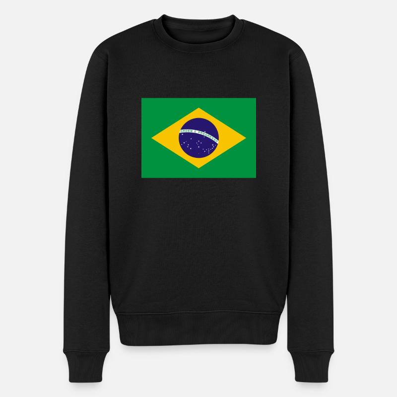 Brasilien Flagge Fahne - Männer Premium Bio Pullover - Schwarz