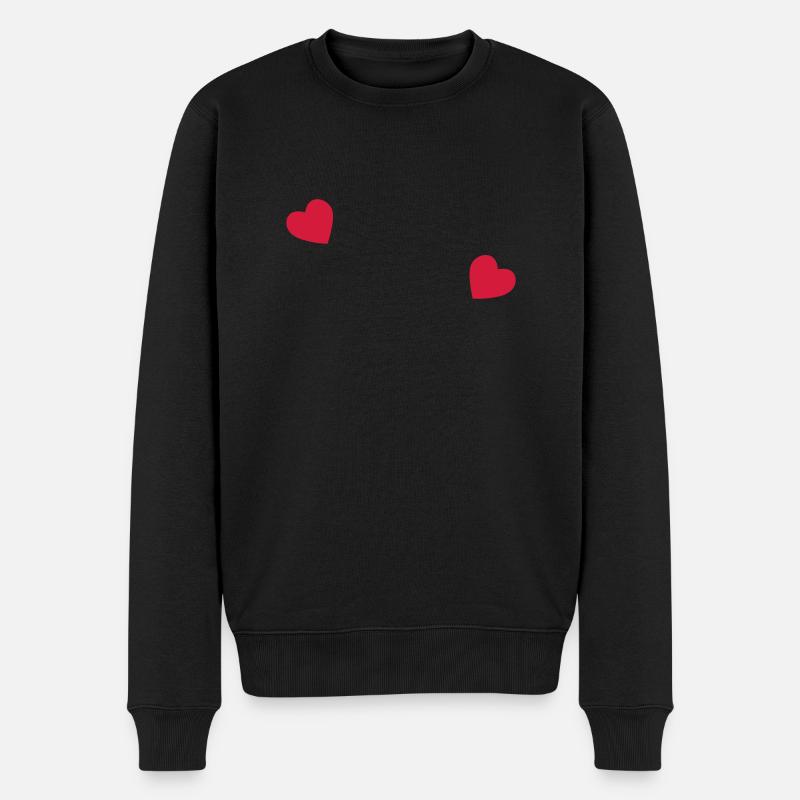 2 Herzen - Männer Premium Bio Pullover - Schwarz