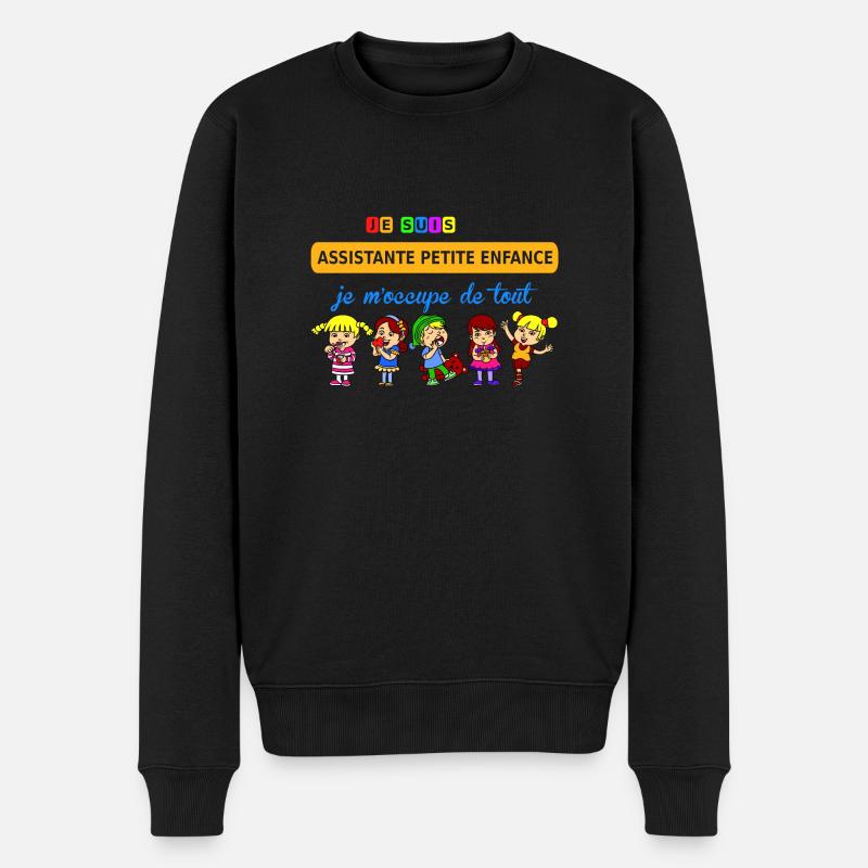 je suis assistante petite enfance - Männer Premium Bio Pullover - Schwarz