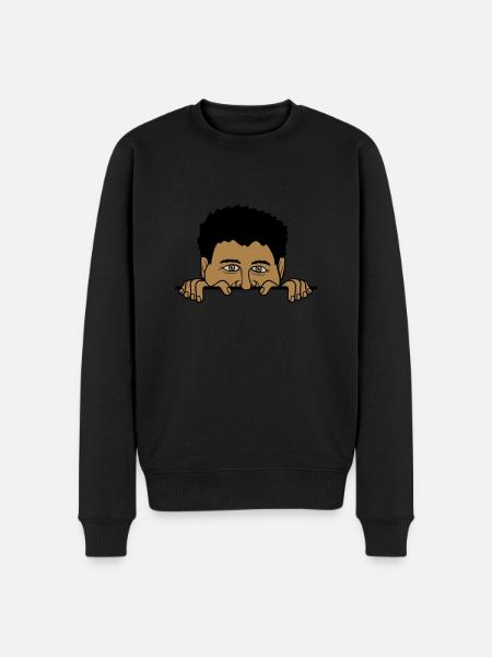 Mann hinter Mauer - Männer Premium Bio Pullover - Schwarz