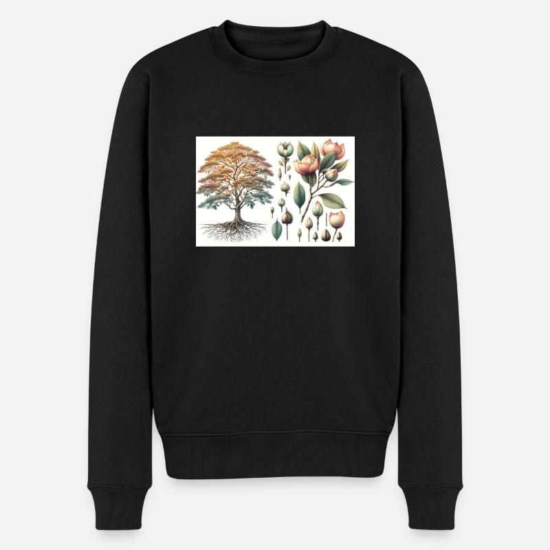 Magnolie Botanik - Männer Premium Bio Pullover - Schwarz