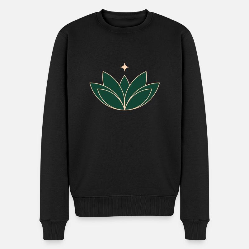 Lotus Lotusblüte - Männer Premium Bio Pullover - Schwarz