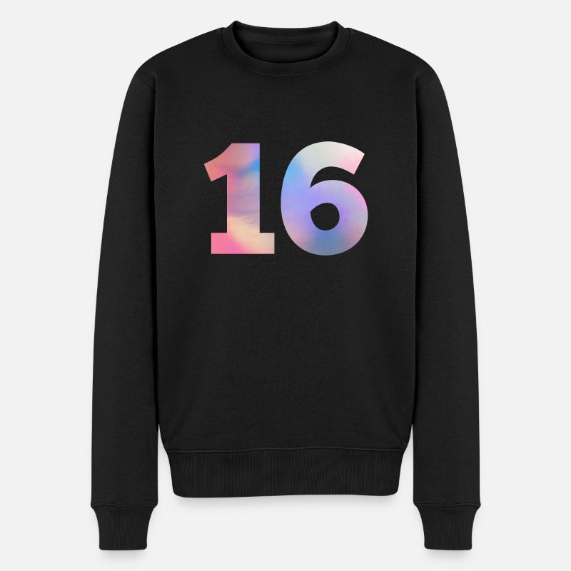 Bunte Zahl 16 - Männer Premium Bio Pullover - Schwarz
