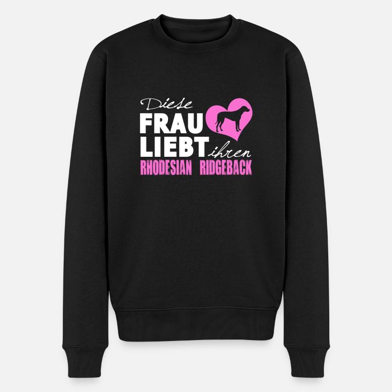 Rhodesian Ridgeback - Frau liebt - Männer Premium Bio Pullover - Schwarz
