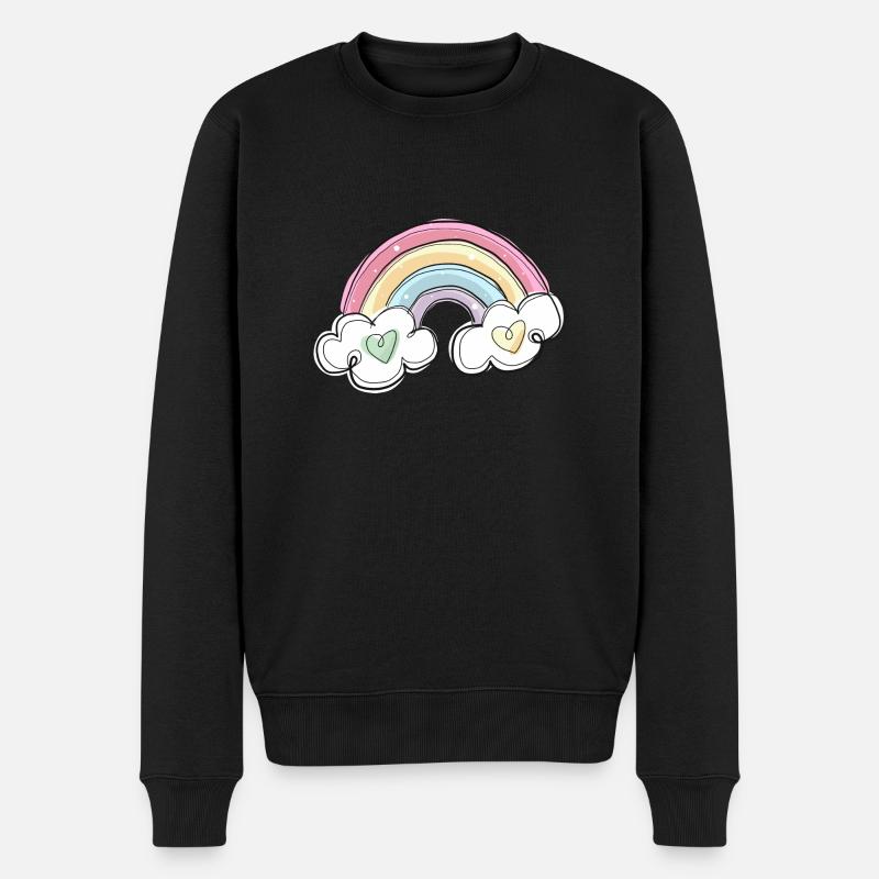 REGENBOGEN - Männer Premium Bio Pullover - Schwarz