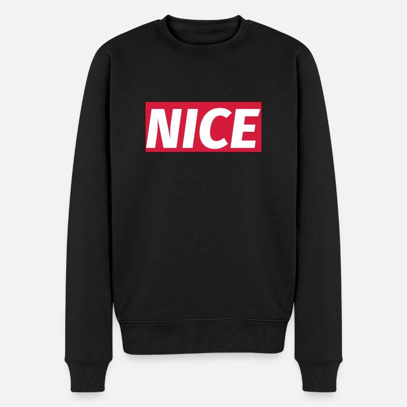 NICE - Männer Premium Bio Pullover - Schwarz