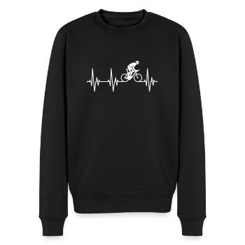 Fahrrad Radfahrer Radsport Herzschlag - Männer Premium Bio Pullover - Schwarz - Vorne - Nico (187cm)