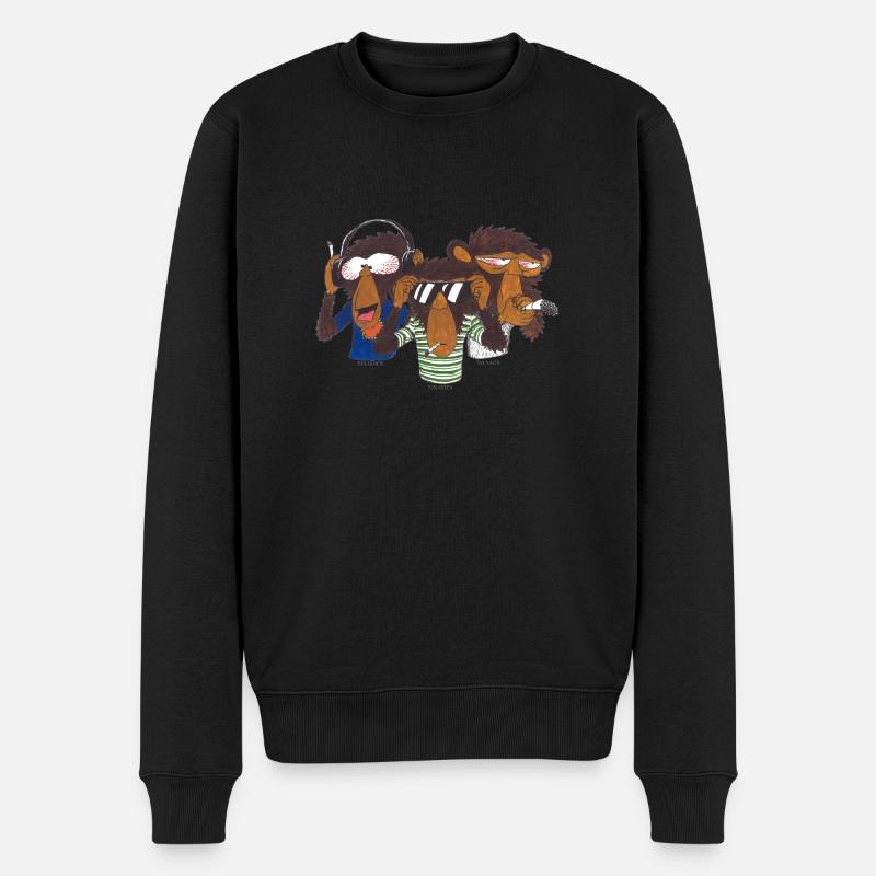 Die 3 Affen der Weisheit - Männer Premium Bio Pullover - Schwarz