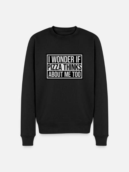 pizza thinks about me - Men's Premium Organic Jumper - black