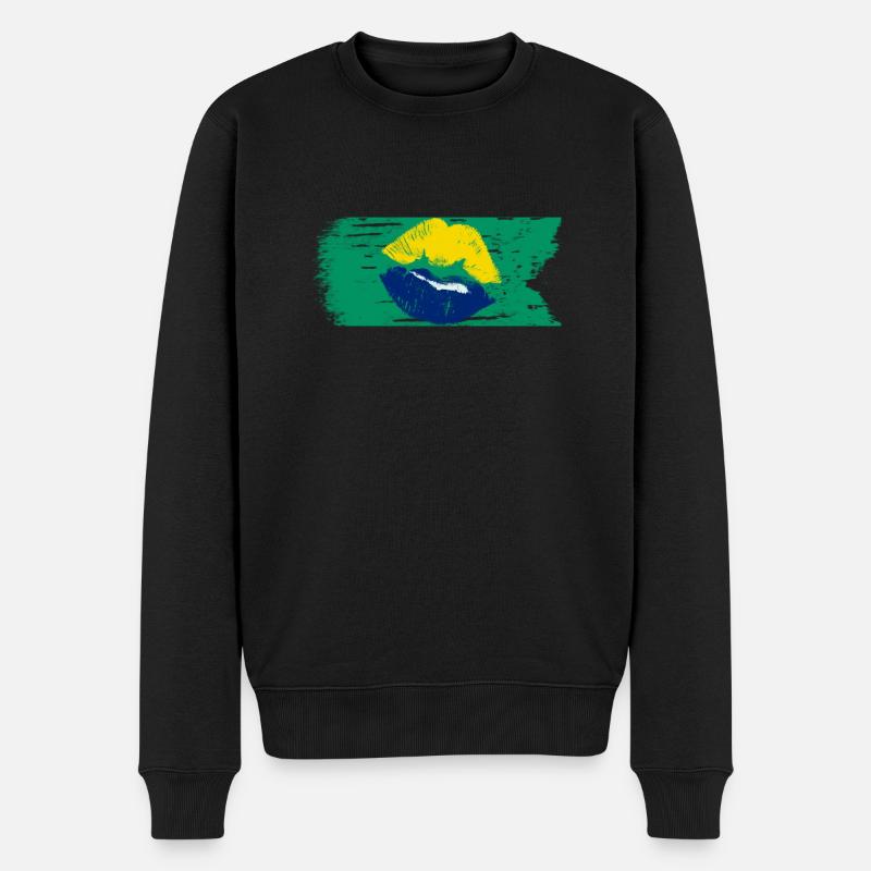 Brasilien - Flagge - Männer Premium Bio Pullover - Schwarz
