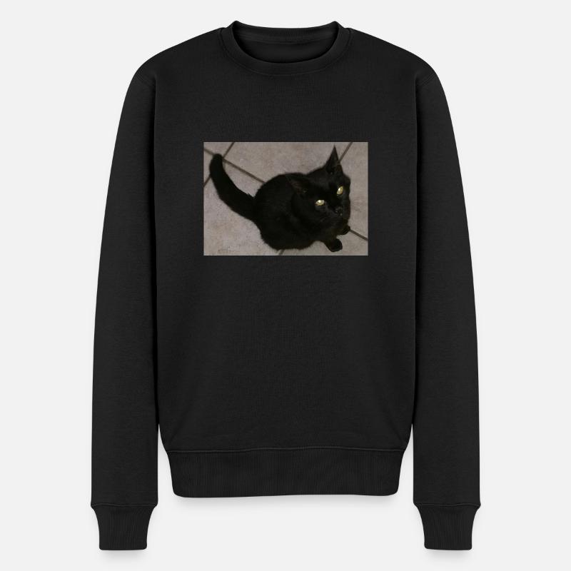Schwarze Katze - Männer Premium Bio Pullover - Schwarz