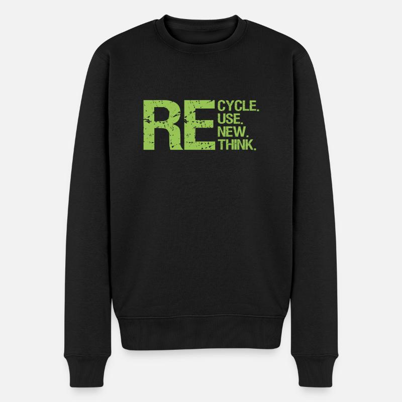 ReRecycler Réutiliser Repenser Repenser - Pull Premium bio Homme - noir