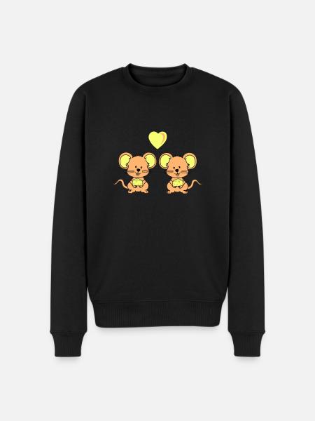 mäuse verliebt - Männer Premium Bio Pullover - Schwarz