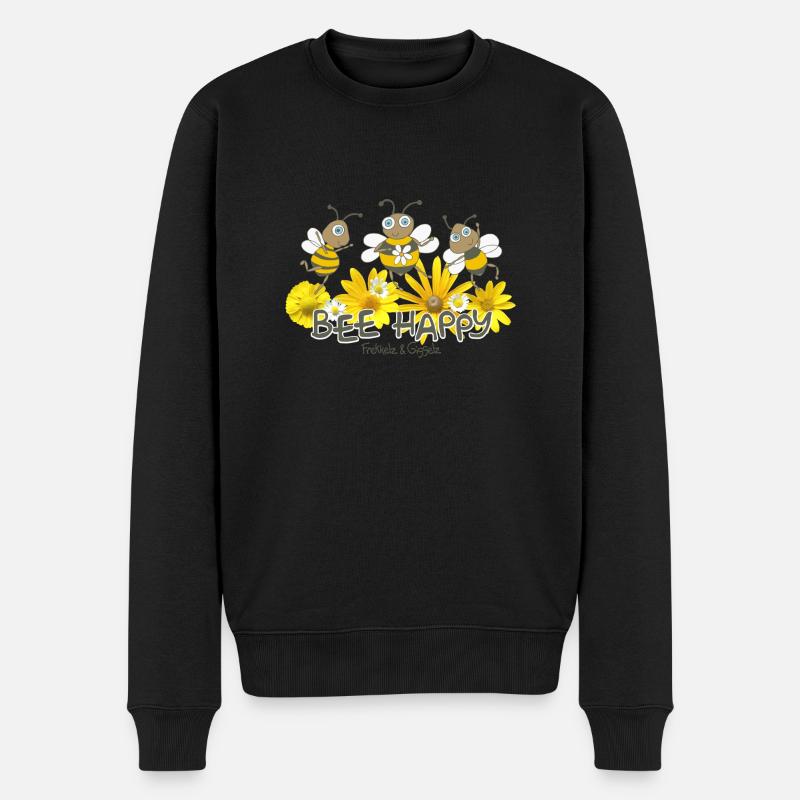 Bee Happy - Männer Premium Bio Pullover - Schwarz
