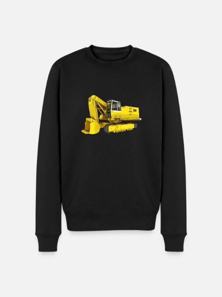 Yellow excavator, backhoe, industry - Men's Premium Organic Jumper - black