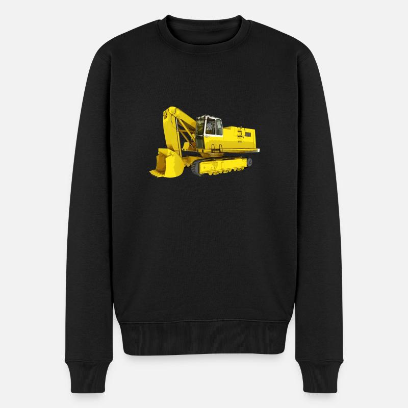 Excavatrice jaune, pelle rétrocaveuse, industrie - Pull Premium bio Homme - noir