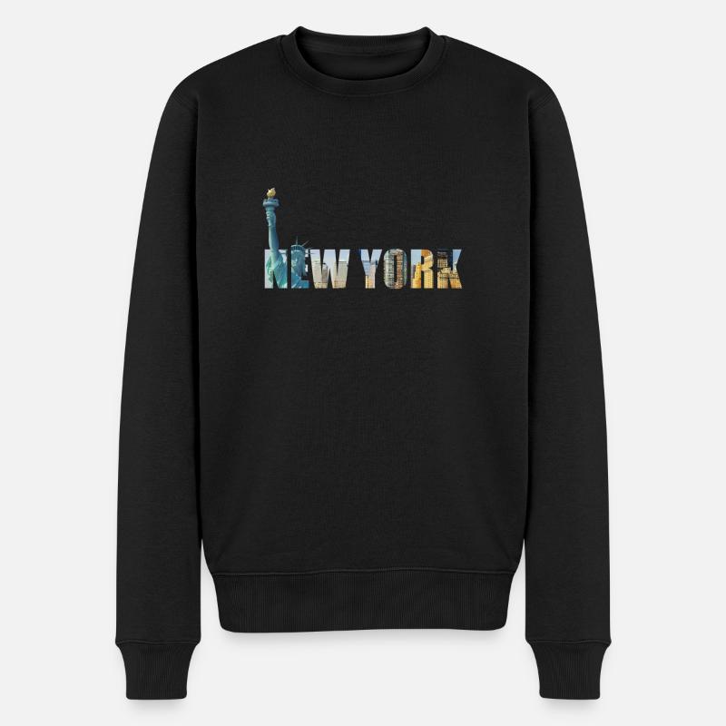 New York - Männer Premium Bio Pullover - Schwarz