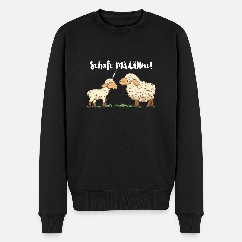 Schafe MÄÄÄHne! Witziges Schaf-Design - Männer Premium Bio Pullover - Schwarz