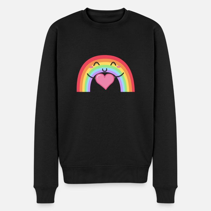 Regenbogen - Männer Premium Bio Pullover - Schwarz